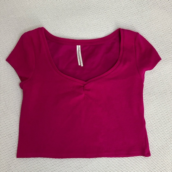 Anthropologie Pink Cropped Tee Size L - Picture 5 of 9